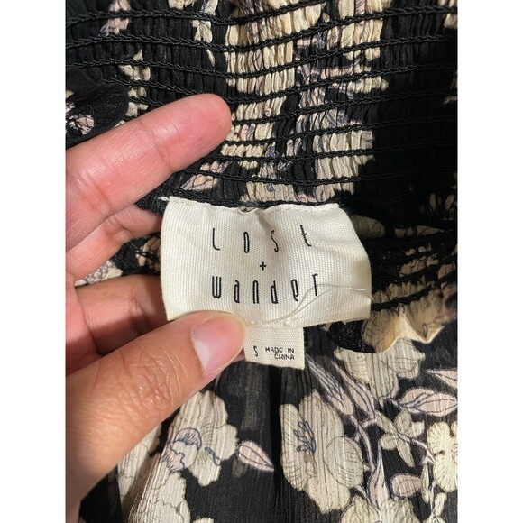 Lost + Wander Women Dress Size Small Floral Prairie Sheer Mock Neck Long Sleeve - Picture 9 of 10